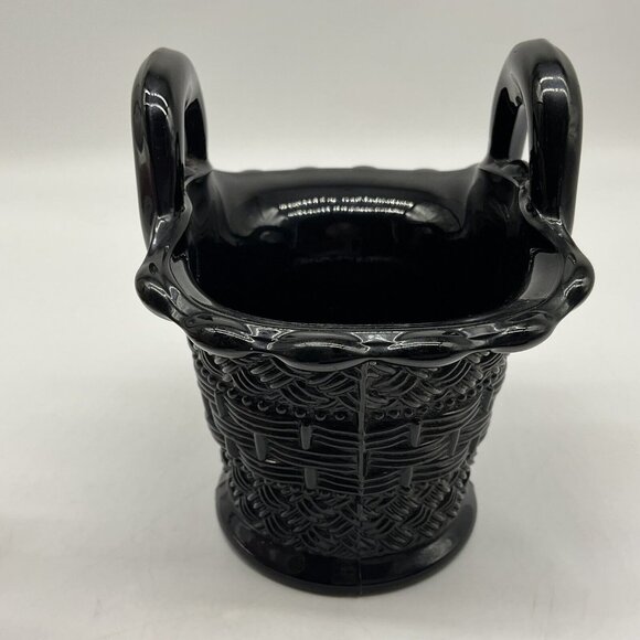 Dugan Diamond Black Amethyst Glass Basket with Double Handles MCM Collectible - Picture 10 of 15